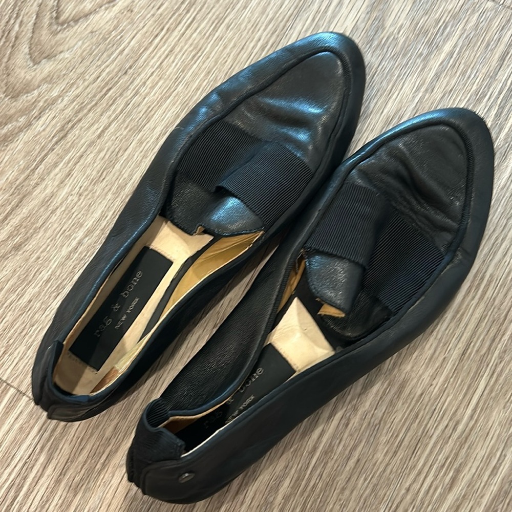 Rag and bone black leather loafers size 37.5